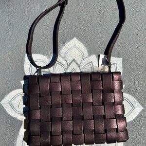 Anthropologie Black Woven Crossbody Bag